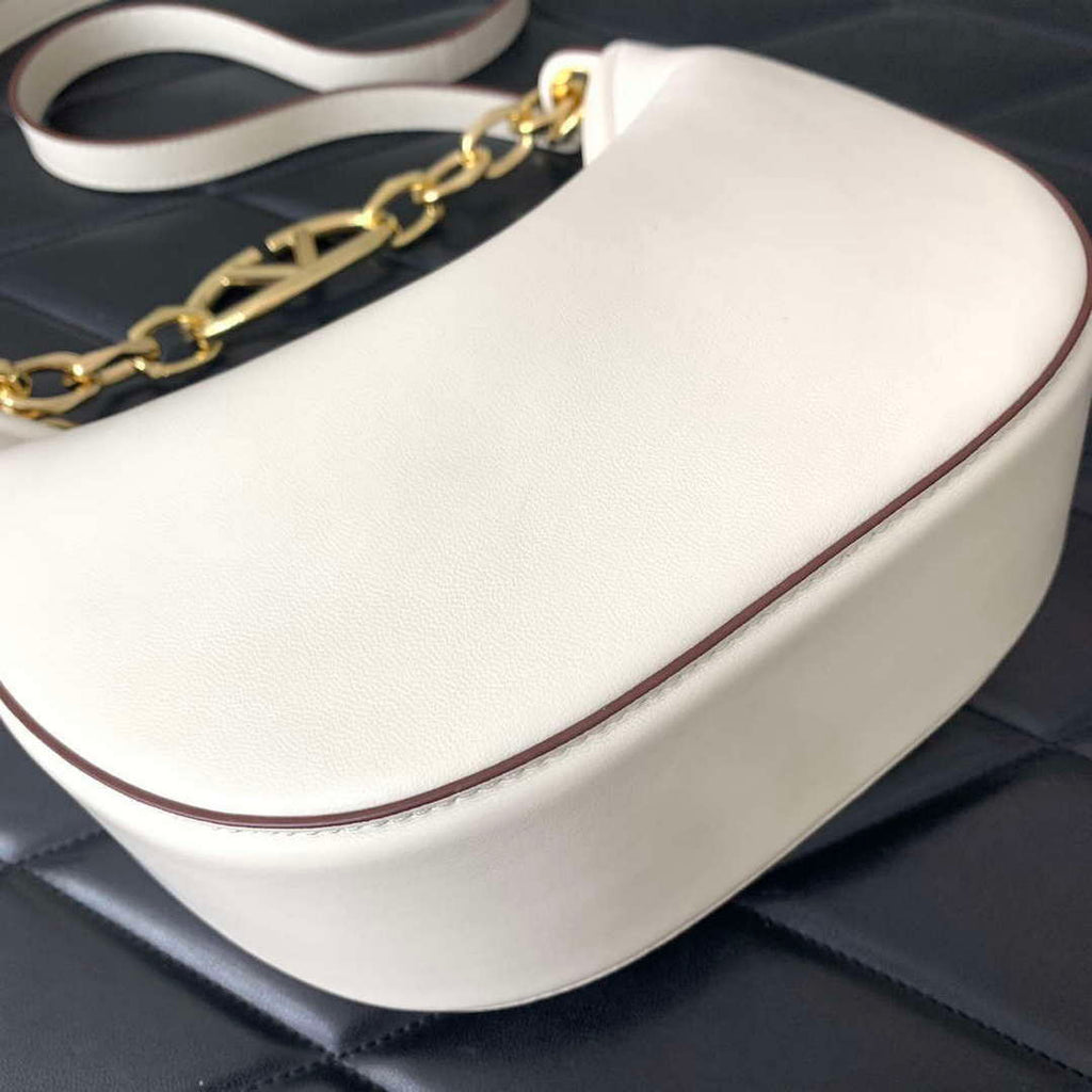 Valentino 6W2P0AK3SNP_I16 Vlogo Signature Mini Hobo Bag In Grainy Calfskin White