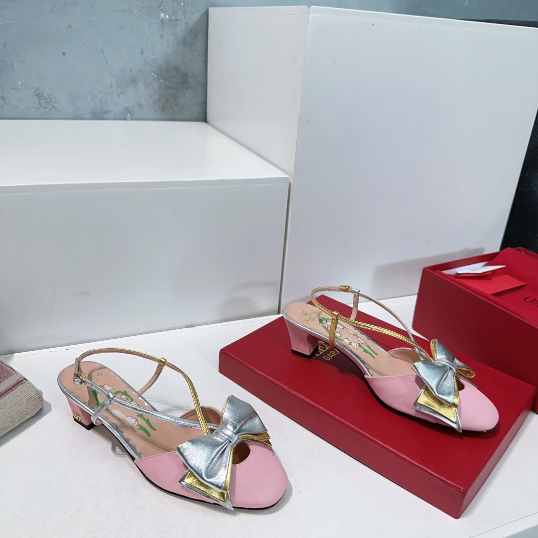 Valentino 6W2S0LB6QLJ_R1U  Bowow Slingback Pumps In Moir¨¨ Fabric 45Mm V98920