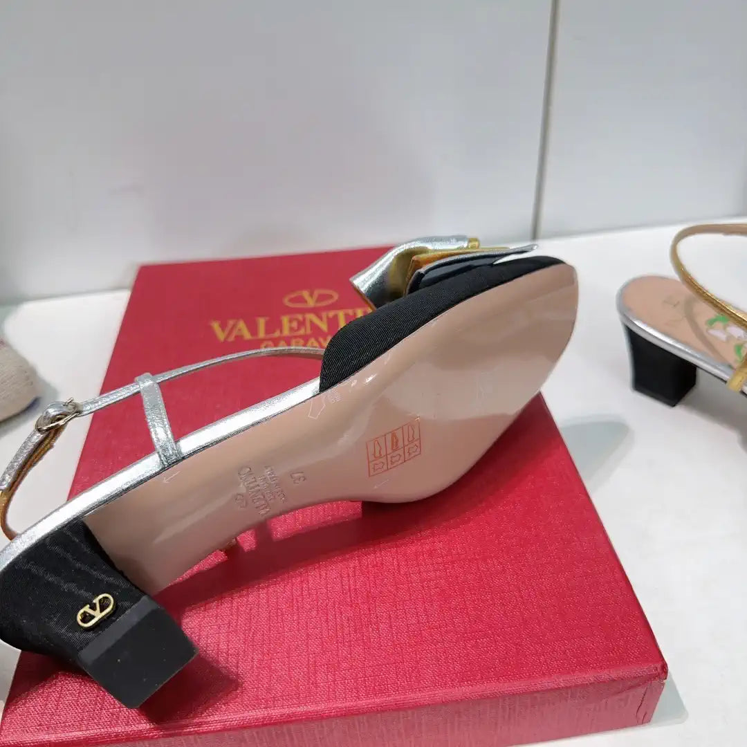 Valentino 6W2S0LB6QLJ_R1U  Bowow Slingback Pumps In Moir¨¨ Fabric 45Mm V98921