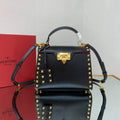Valentino 71000 Small Rockstud Alcove Handbag In Grainy Calfskin  XW2B0J71 Black