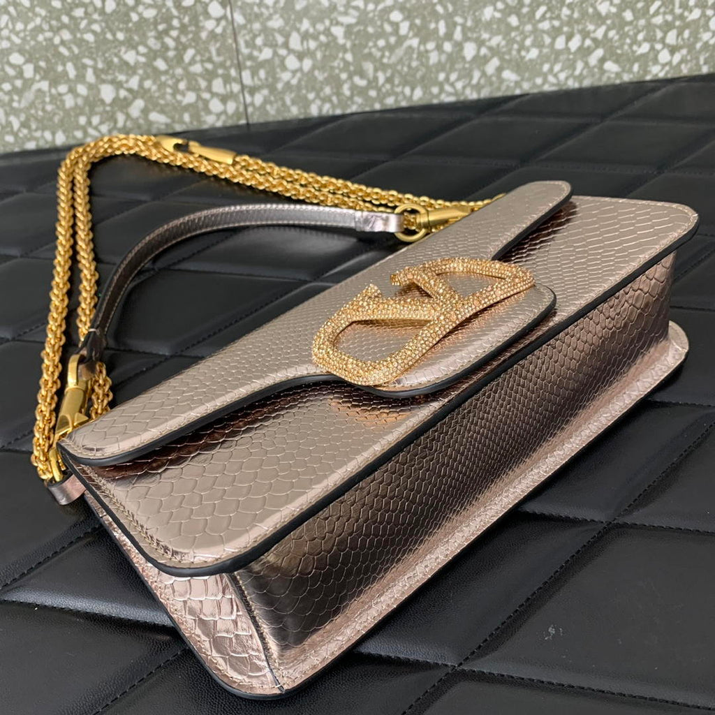 Valentino 8W2B0K53SPV_C8N Garavani Locò Large shoulder bag in laminated elaphe 6030