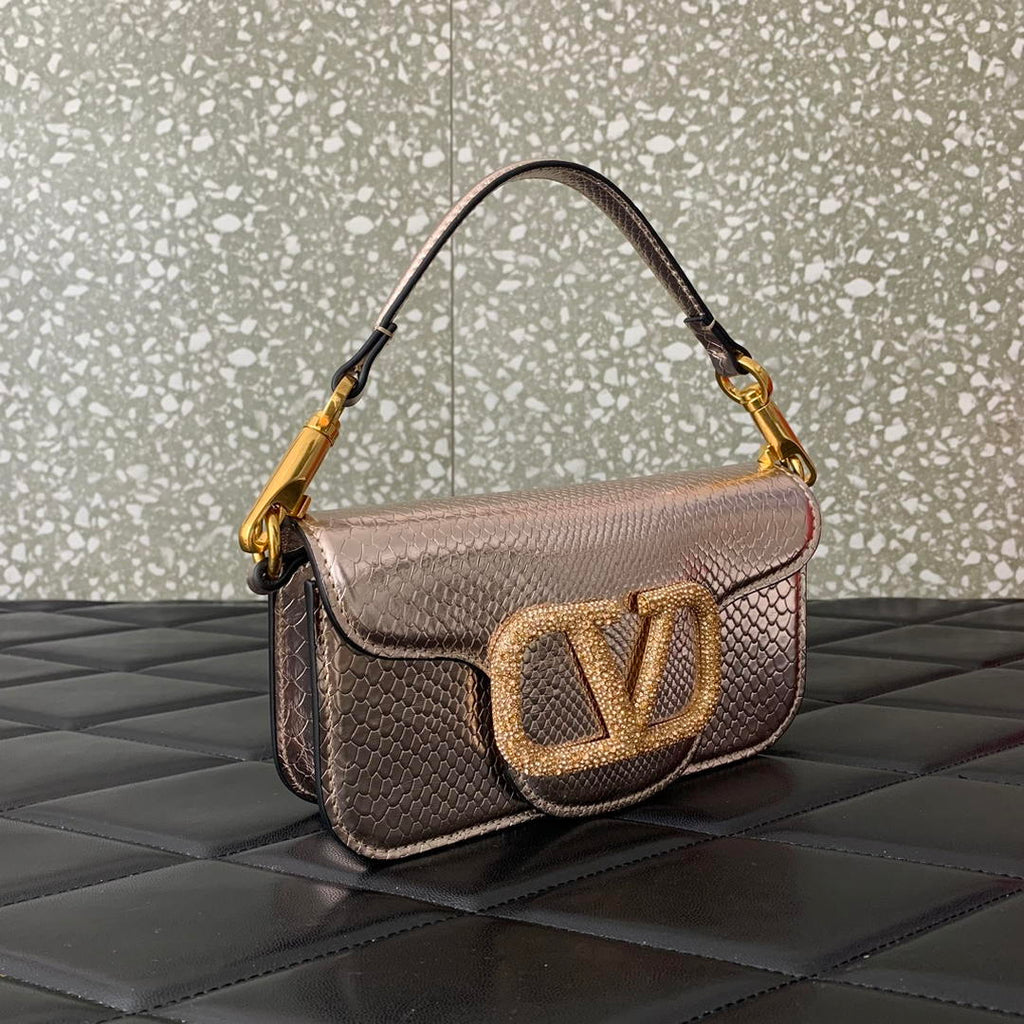 Valentino 8W2B0K53SPV_C8N Garavani Locò small shoulder bag in laminated elaphe copper