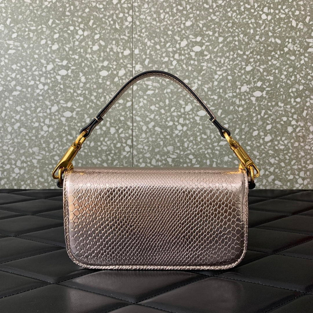 Valentino 8W2B0K53SPV_C8N Garavani Locò small shoulder bag in laminated elaphe copper