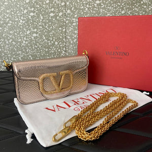 Valentino 8W2B0K53SPV_C8N Garavani Locò small shoulder bag in laminated elaphe copper - Default Title - View 6
