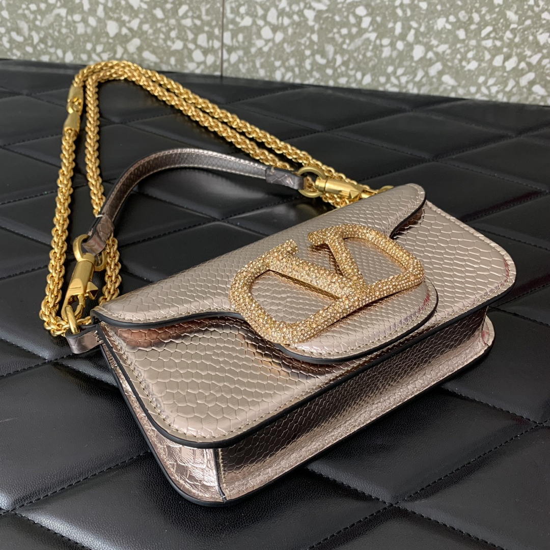 Valentino 8W2B0K53SPV_C8N Garavani Locò small shoulder bag in laminated elaphe copper - Default Title - View 9