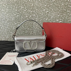 Valentino 8W2B0K53SPV_C8N Garavani Locò small shoulder bag in laminated elaphe Silver - Default Title - View 6