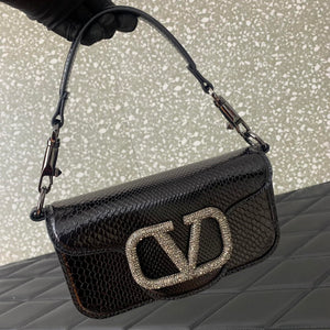 Valentino 8W2B0K53SPV_C8N Garavani Locò small shoulder bag in laminated elaphe Black - Default Title - View 6