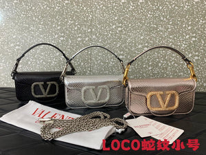 Valentino 8W2B0K53SPV_C8N Garavani Locò small shoulder bag in laminated elaphe Black - Default Title - View 2