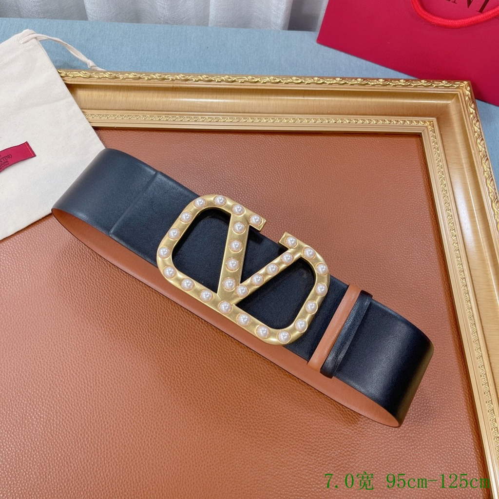 Valentino Belts Designer Valentino Buckle Leisure Belt Wide 7.0CM V00823