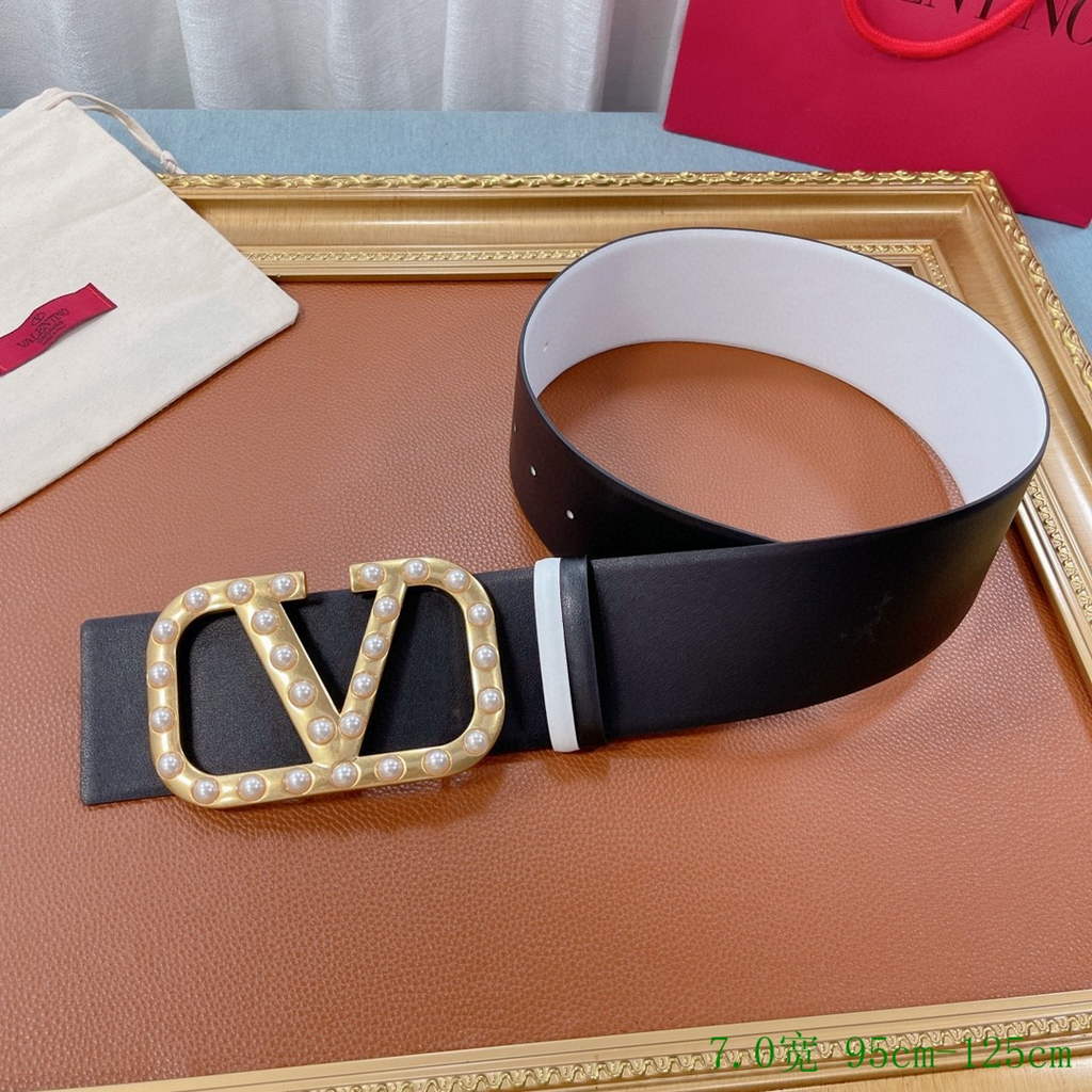 Valentino Belts Designer Valentino Buckle Leisure Belt Wide 7.0CM V00823