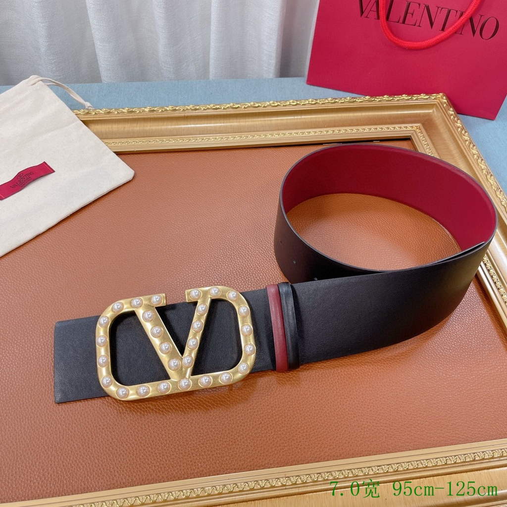 Valentino Belts Designer Valentino Buckle Leisure Belt Wide 7.0CM V00823