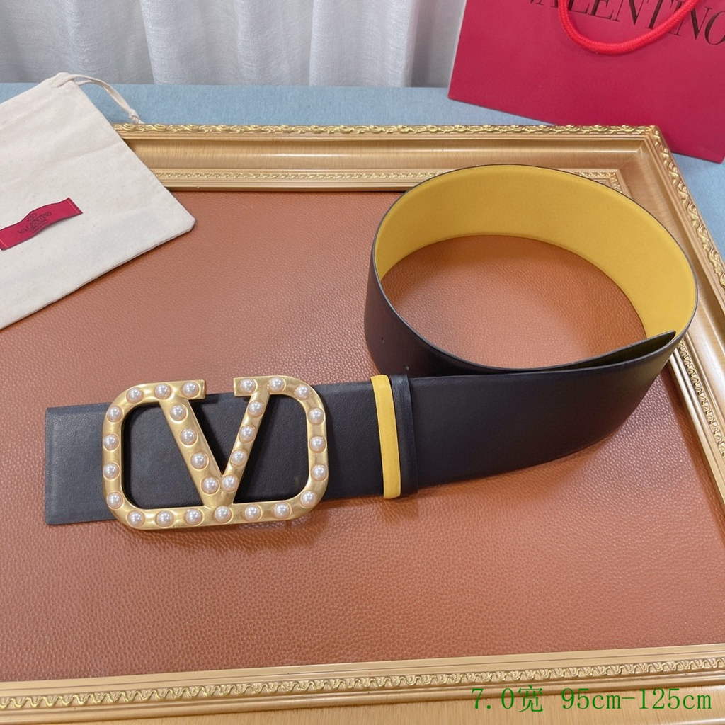 Valentino Belts Designer Valentino Buckle Leisure Belt Wide 7.0CM V00823