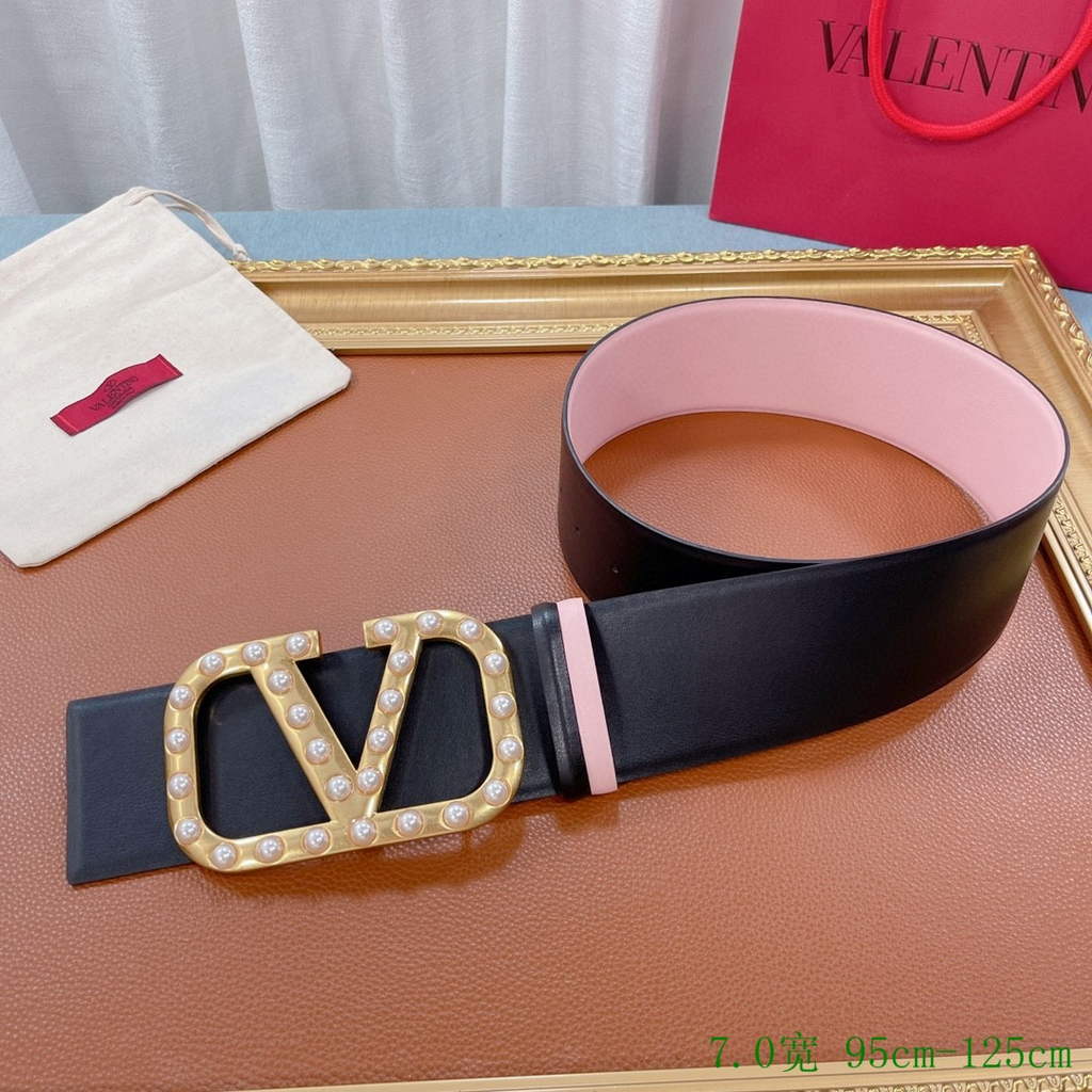 Valentino Belts Designer Valentino Buckle Leisure Belt Wide 7.0CM V00823