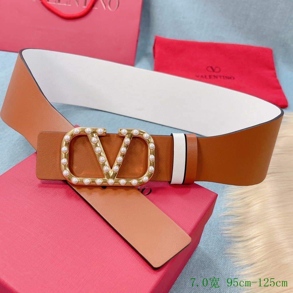 Valentino Belts Designer Valentino Buckle Leisure Belt Wide 7.0CM V00823