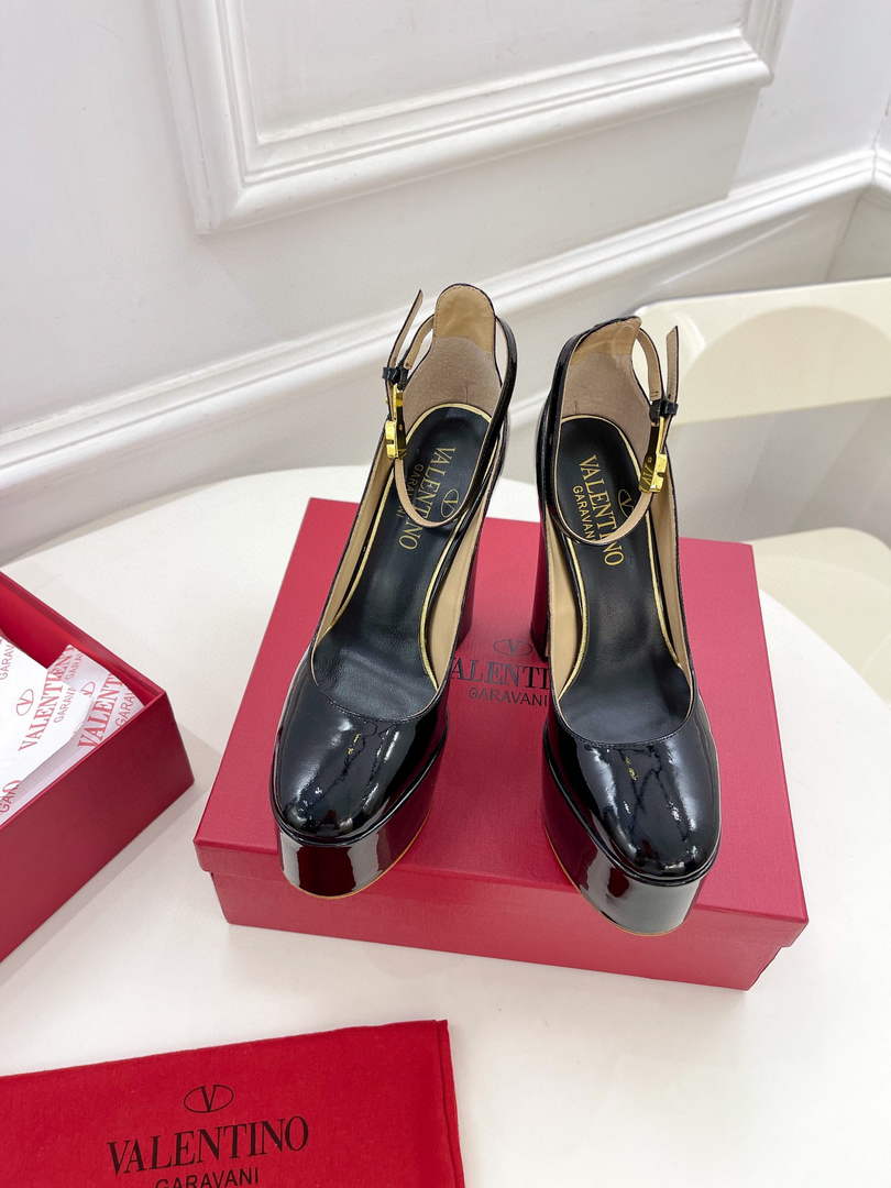 Valentino Garavani Tan-go Platform Pump In Patent Leather 155MM Black