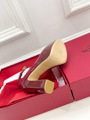 Valentino Garavani Tan-go Platform Pump In Patent Leather 155MM Dark Red - 35 - View 9