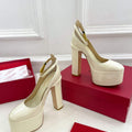 Valentino Garavani Tan-go Platform Pump In Patent Leather 155MM Beige - 35 - View 1