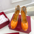 Valentino Garavani Tan-go Platform Pump In Patent Leather 155MM Orange - 35 - View 1