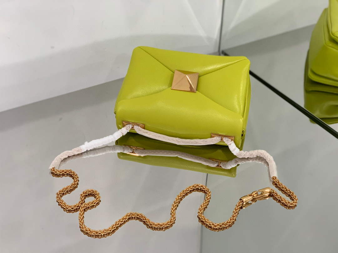 Valentino One Stud Nappa Bag With Chain 1215 Lemon Yellow