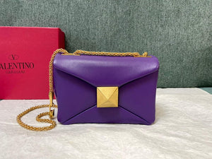 Valentino One Stud Nappa Bag With Chain 1215 Purple - Default Title - View 1