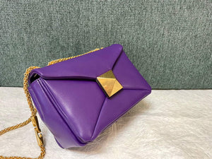 Valentino One Stud Nappa Bag With Chain 1215 Purple - Default Title - View 3