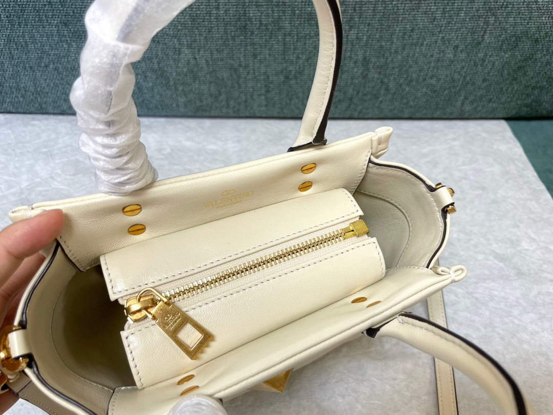 Valentino Small One Stud Nappa Handbag in lambskin V1186 Beige - Default Title - View 6