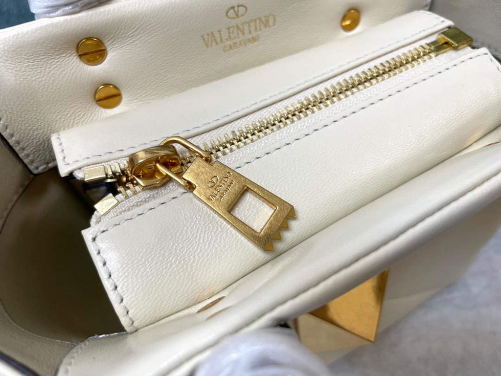 Valentino Small One Stud Nappa Handbag in lambskin V1186 Beige