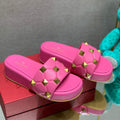 Valentino Stud Flatform Slide Sandal in Quilted Nappa V78103 - 35 - View 1
