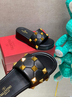 Valentino Stud Flatform Slide Sandal in Quilted Nappa V78104 - 35 - View 3