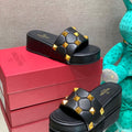 Valentino Stud Flatform Slide Sandal in Quilted Nappa V78104 - 35 - View 1