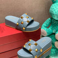 Valentino Stud Flatform Slide Sandal in Quilted Nappa V78107 - 35 - View 1