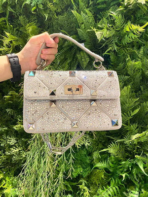 Valentino V0082 Vsling Mini Bag With Sparkling Embroidery Pearl Gray - Default Title - View 1