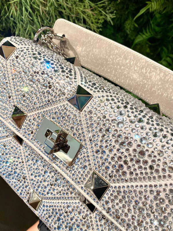Valentino V0082 Vsling Mini Bag With Sparkling Embroidery Pearl Gray