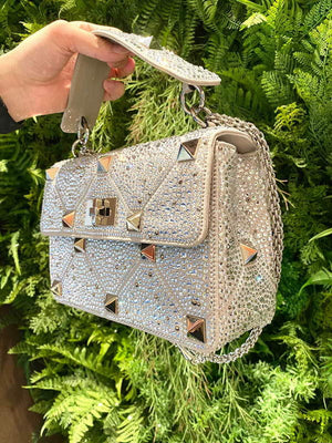 Valentino V0082 Vsling Mini Bag With Sparkling Embroidery Pearl Gray - Default Title - View 3