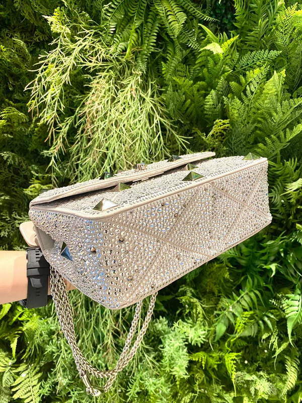 Valentino V0082 Vsling Mini Bag With Sparkling Embroidery Pearl Gray