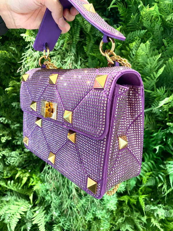 Valentino V0082 Vsling Mini Bag With Sparkling Embroidery Purple