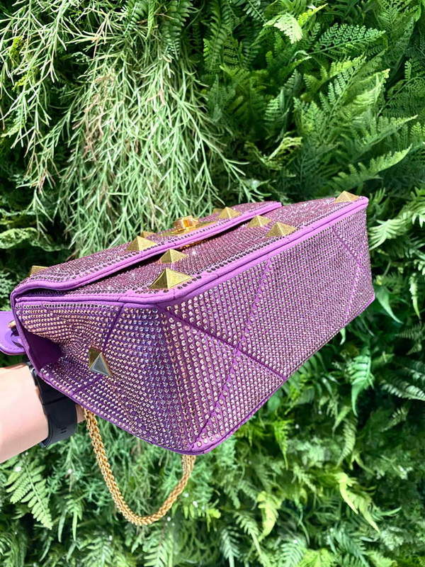 Valentino V0082 Vsling Mini Bag With Sparkling Embroidery Purple