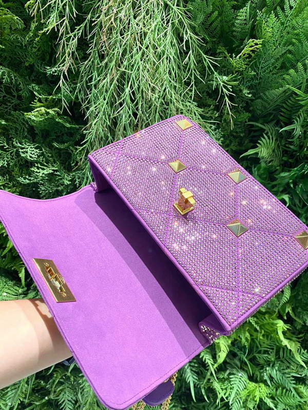 Valentino V0082 Vsling Mini Bag With Sparkling Embroidery Purple