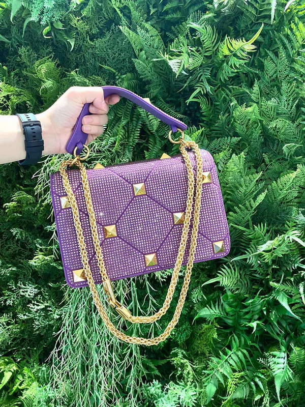 Valentino V0082 Vsling Mini Bag With Sparkling Embroidery Purple