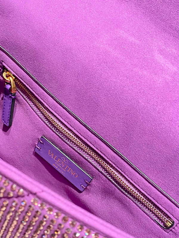 Valentino V0082 Vsling Mini Bag With Sparkling Embroidery Purple