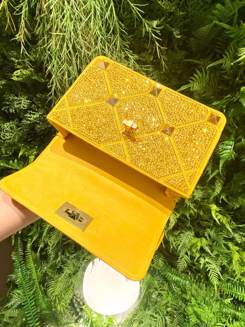 Valentino V0082 Vsling Mini Bag With Sparkling Embroidery Yellow