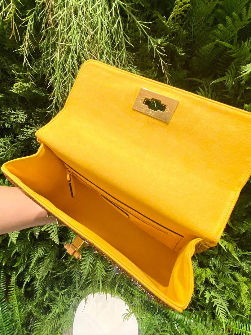 Valentino V0082 Vsling Mini Bag With Sparkling Embroidery Yellow