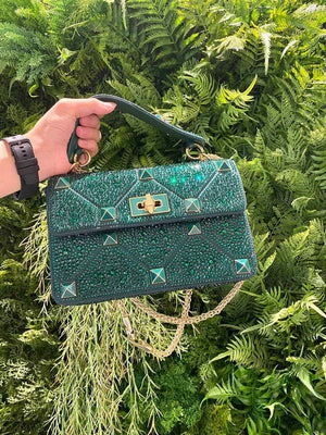 Valentino V0082 Vsling Mini Bag With Sparkling Embroidery Green - Default Title - View 1