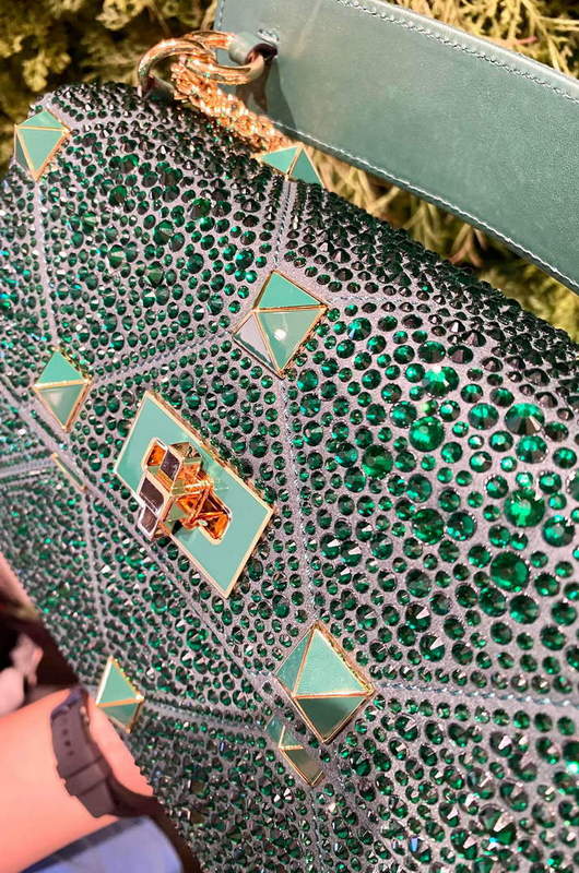 Valentino V0082 Vsling Mini Bag With Sparkling Embroidery Green