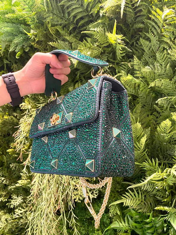 Valentino V0082 Vsling Mini Bag With Sparkling Embroidery Green