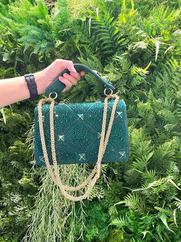 Valentino V0082 Vsling Mini Bag With Sparkling Embroidery Green