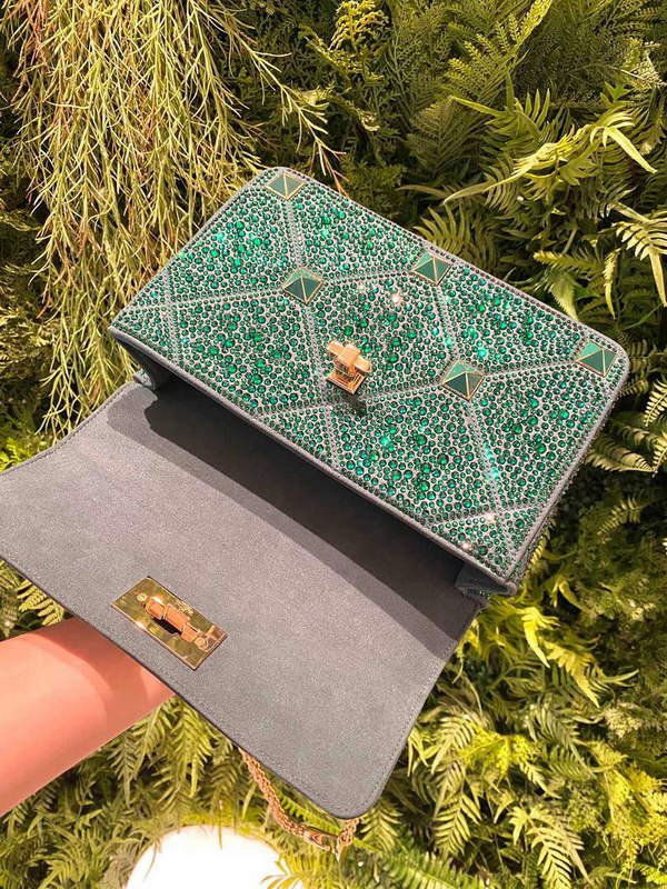 Valentino V0082 Vsling Mini Bag With Sparkling Embroidery Green