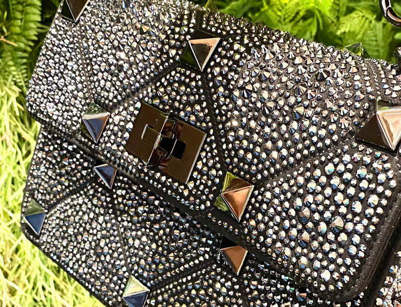 Valentino V0082 Vsling Mini Bag With Sparkling Embroidery Black