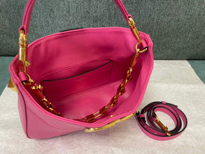 Valentino V0570 Stud Sign Grainy Calfskin Hobo Bag Plum - Default Title - View 7