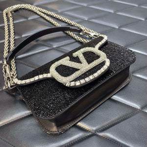 Valentino V3WCRYSTALSILVER Valentino Loc¨° Foldover Top Small Shoulder Bag Black - Default Title - View 6